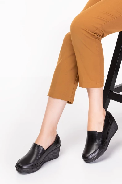 Artı-Artı014-14001 Hakiki Deri Ortopedik Kadın Platform Topuk Ayakkabı - Resim 6