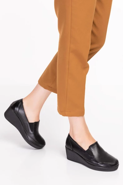 Artı-Artı014-14001 Hakiki Deri Ortopedik Kadın Platform Topuk Ayakkabı - Resim 5