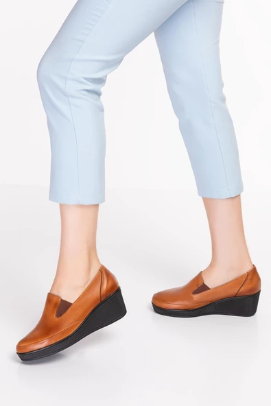 Artı-Artı014-14001 Hakiki Deri Ortopedik Kadın Platform Topuk Ayakkabı - Resim 8