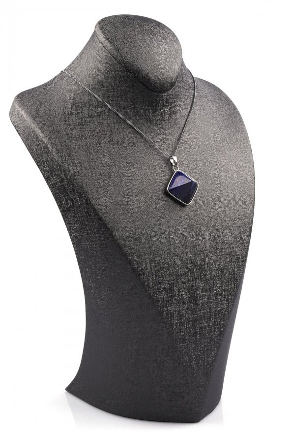 Lapis Lazuli Doğal Taş Piramit Model Kolye - Resim 2