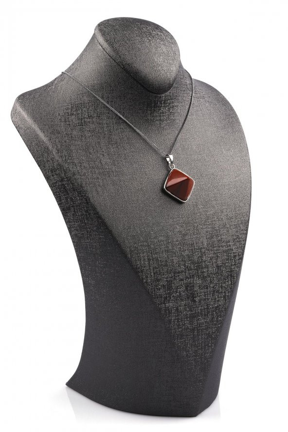 Red Jasper Doğal Taş Piramit Model Kolye - 2