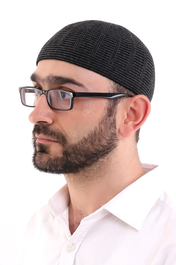 Kışlık Orlon Takke Çift Renk - Siyah ürün görseli 1