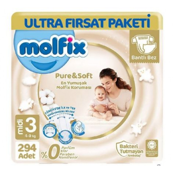Molfix Pure Soft Ultra Avantaj Bebek Bezi 3 Beden 98x3 294 Adet