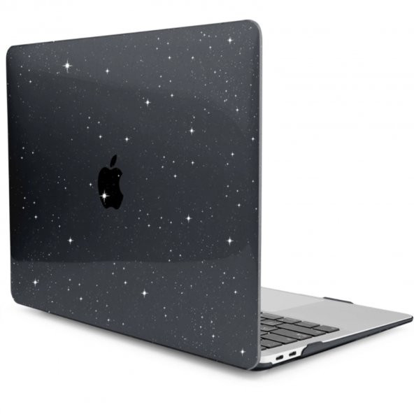Macbook Pro Kılıf 14.2 inç M1-M2-M3 Simli Kristal Star (Touchbarsız 14" Pro) A2442 A2779 A2992 A2918 ile Uyumlu