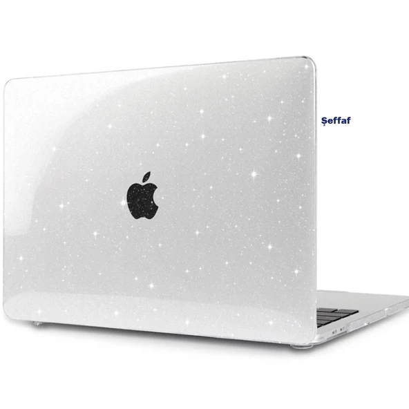 Macbook Pro Kılıf 14.2 inç M1-M2-M3-M4 Simli Kristal Star (14" Pro) A2442 A2779 A2992 A2918 A3112 A3401 A3185 ile Uyumlu - 3