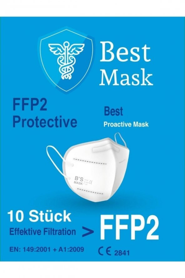 BestMask Ffp2 Maske Aynı Gün Kargo 10lu Kutu Kulak Acıtmayan Lastik