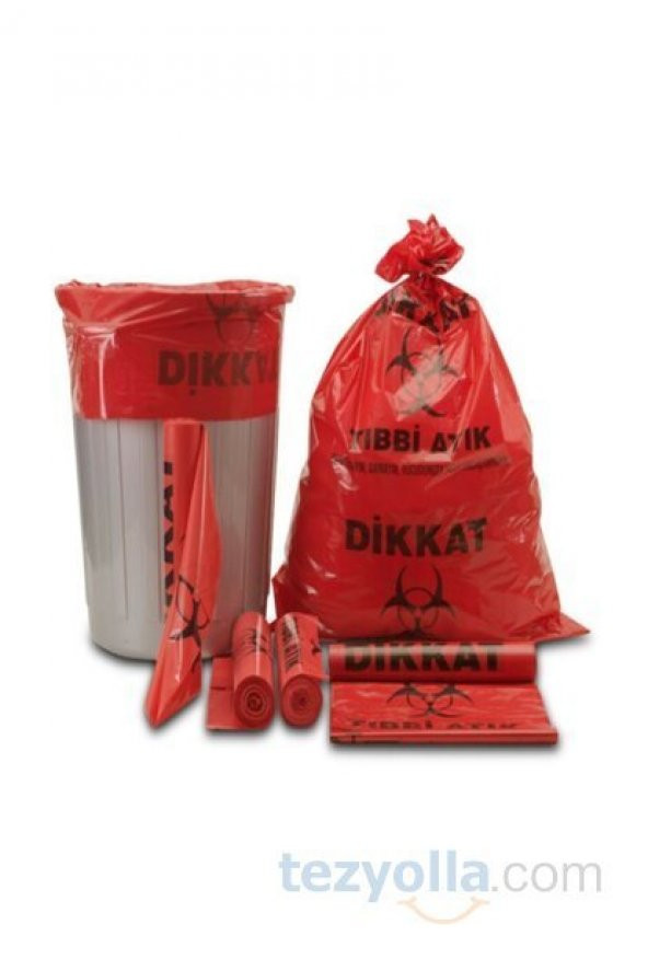 Tıbbi Atık Çöp Torbası Orta Boy 55x60 cm Kırmızı 25li (1 Koli) 50 Mikron - 2