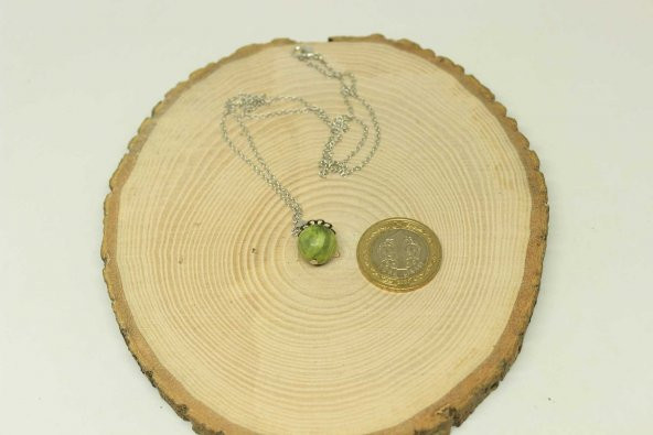 Peridot (Zebercet) Taşı Kolye Ucu Zincirli - Resim 2