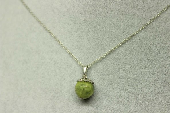 Peridot (Zebercet) Taşı Kolye Ucu Zincirli - Resim 3
