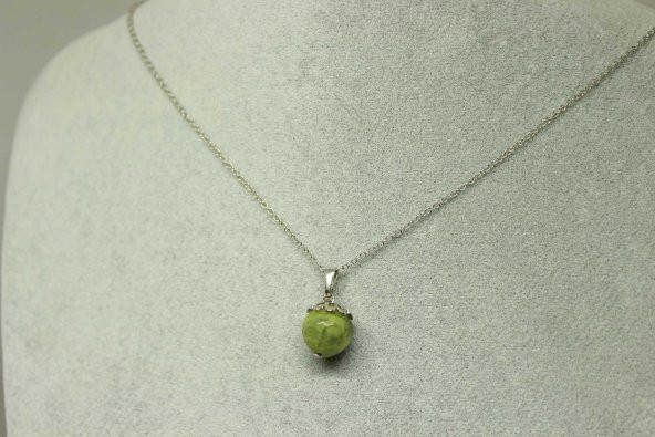 Peridot (Zebercet) Taşı Kolye Ucu Zincirli - Resim 4
