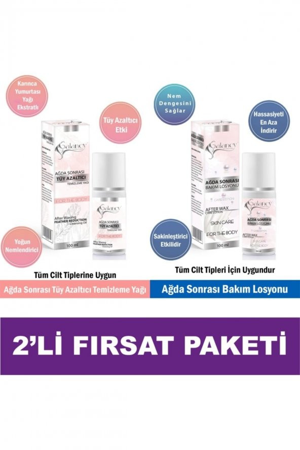 Ağda Sonrası Tüy Azaltıcı Temizleme Yağı+ Ağda Sonrası Bakım Losyonu 100ML 2li set