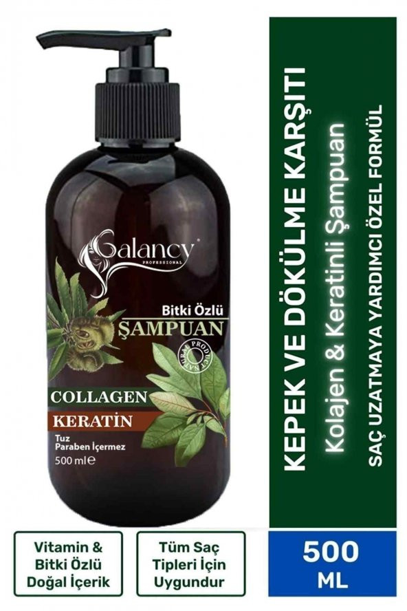 Saç Dökülmesine Karşı Etkili Saç Uzatmaya Yardımcı Tuzsuz Keratinli At Kuyruğu Özlü Şampuan 500 ml ürün görseli