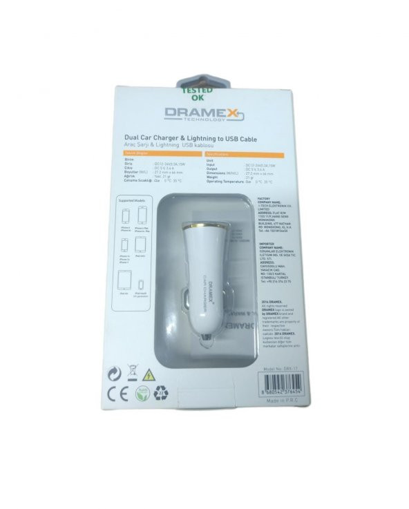 Dramex Apple Lisanslı 3.4A Hızlı İphone Çift Giriş Usb Şarj Cihazı DRX17 - 3