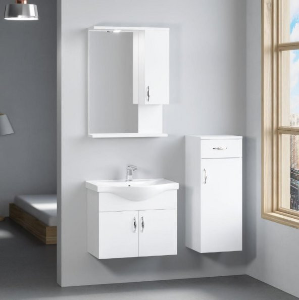 Denko Akyazı 35 cm MDF Beyaz Banyo Boy Dolabı - 2