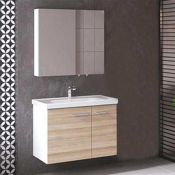 Turkuaz Frame Etajerli Lavabo 80x45 cm ve Terra Banyo Alt Dolabı - 2