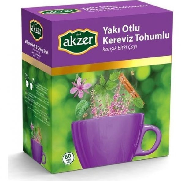 Akzer Yakı Otlu Kereviz Tohumlu Karışık Bitki Çayı 60 Süzen Poşet