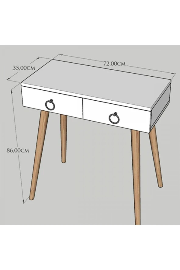 Ünüvar Konsept Ahşap Ayaklı Çift Çekmeceli Modern Dresuar Kırmızı - Ceviz Ayak - 6