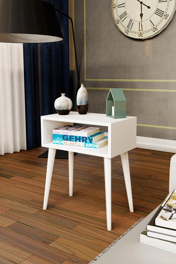 Yeni Konsept Beyaz Başucu Yan Sehpa Komodin - 3