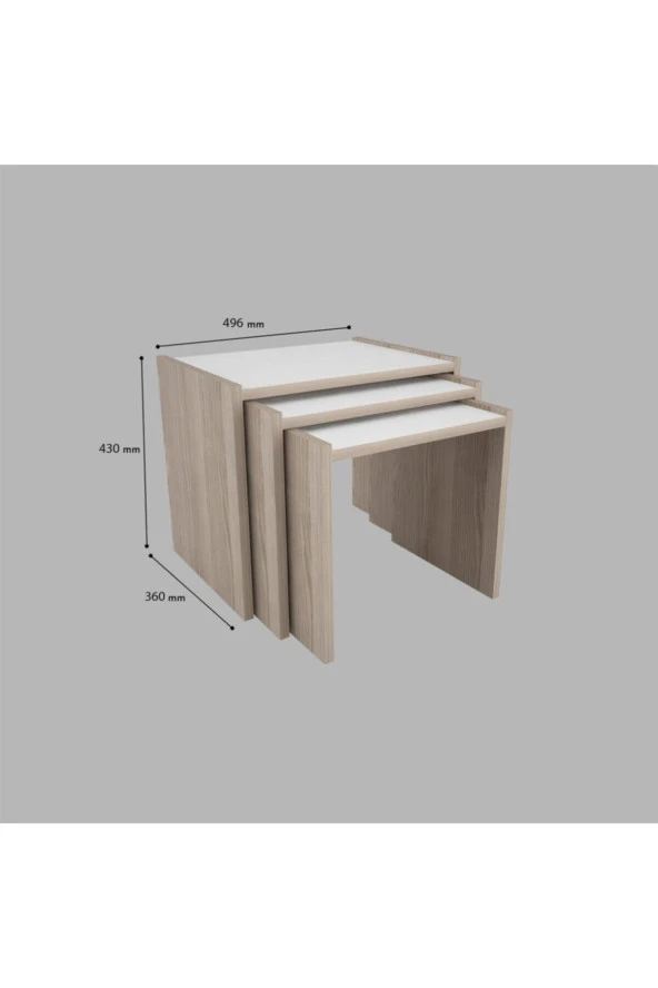 Ünüvar Konsept Modilayn Ahşap Zigon Sehpa Cordoba-Beyaz-Ard-303 - Resim 2