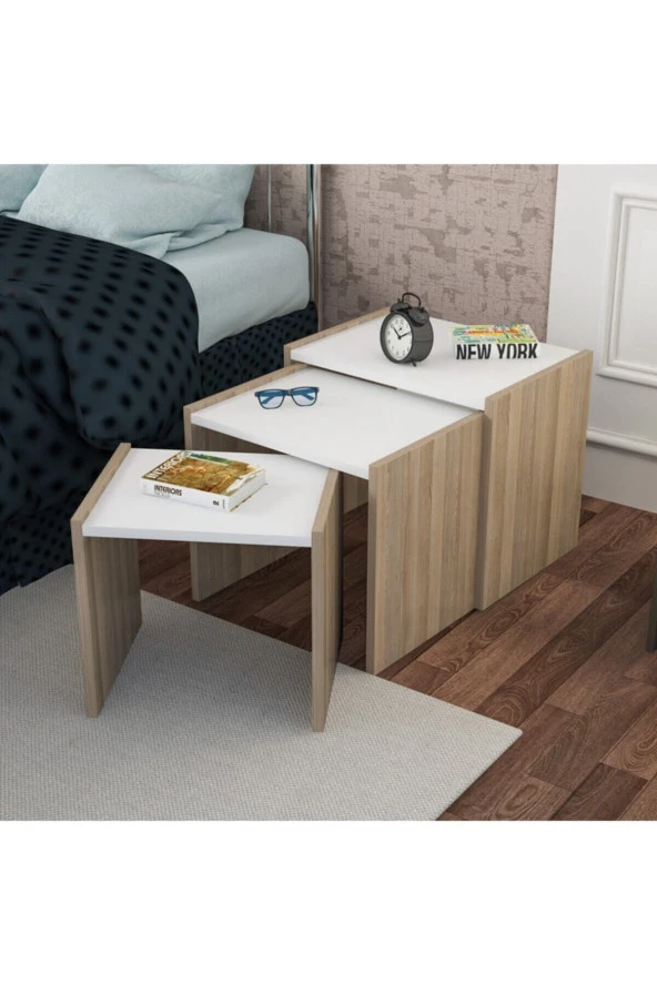 Ünüvar Konsept Modilayn Ahşap Zigon Sehpa Cordoba-Beyaz-Ard-303 - Resim 4