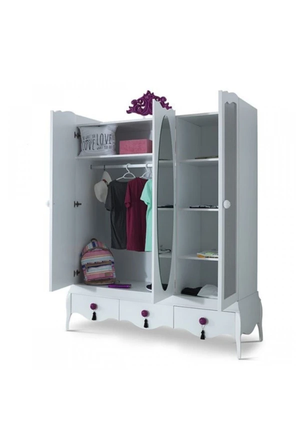 RENGARENK Eliza 3 Kapılı Gardrop - Resim 3