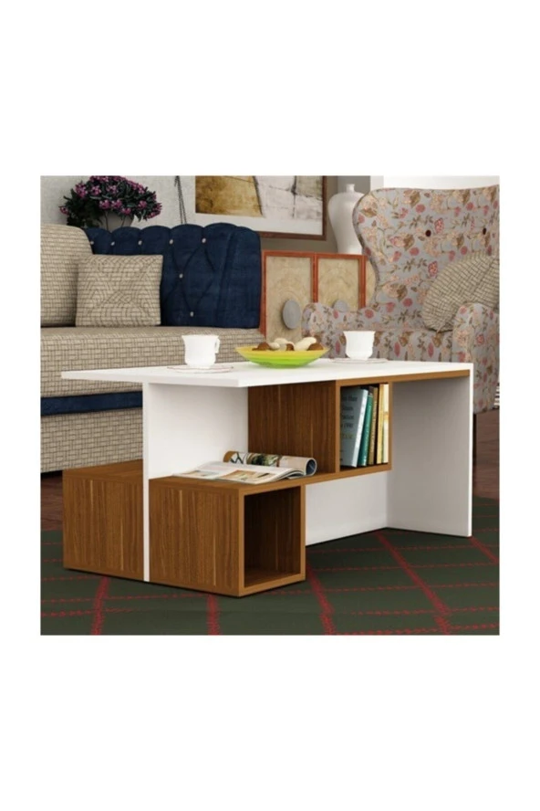 Bmdekor Orta Sehpa Dilay Beyaz Ceviz - Resim 2