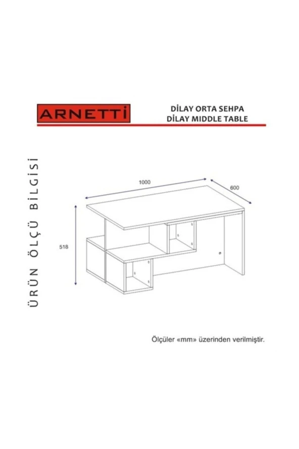 Bmdekor Orta Sehpa Dilay Beyaz Ceviz - Resim 4