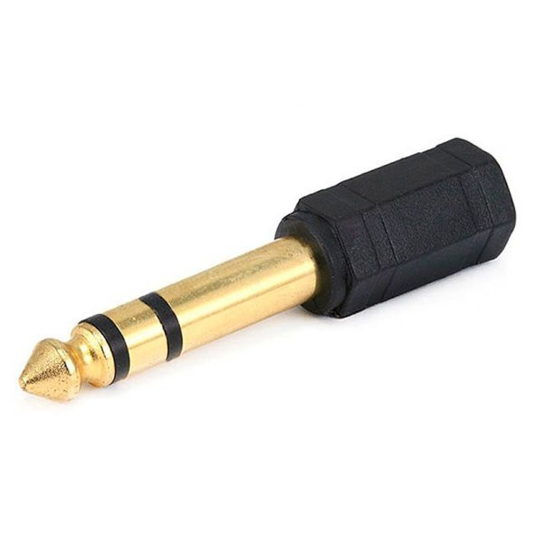stereo kulaklık mikrofon çevirici 6,3mm erkek to 3,5mm dişi gold