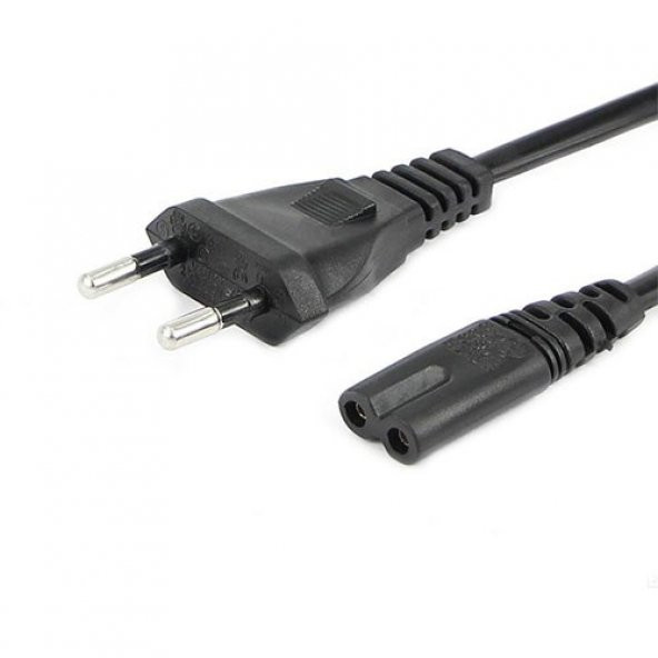power güç kablosu tv-radyo -notebook adaptör 2 pin teyip fişi 2m