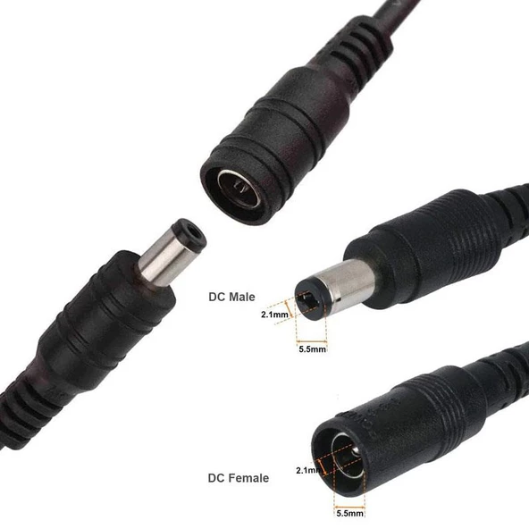 DC dişi erkek adaptör uzatma kablosu 5.5mm * 2.1mm kablo 3m - 2