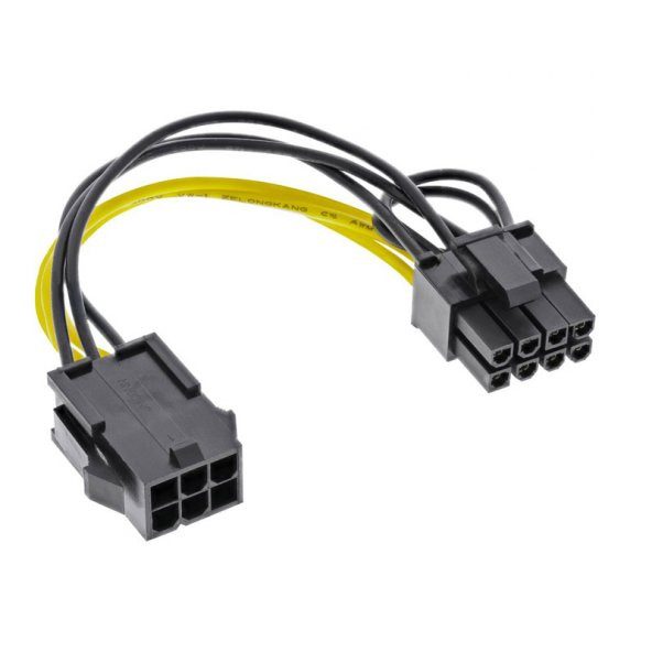 PCIe grafik kartları için 6 Pin to (6+2) 8 Pin güç kablosu 30 cm