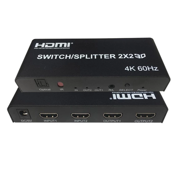 HDMI 2.0 2x2 Switcher/Splitter 4kx2k-60Hz hmı 2 port switcher-splitter