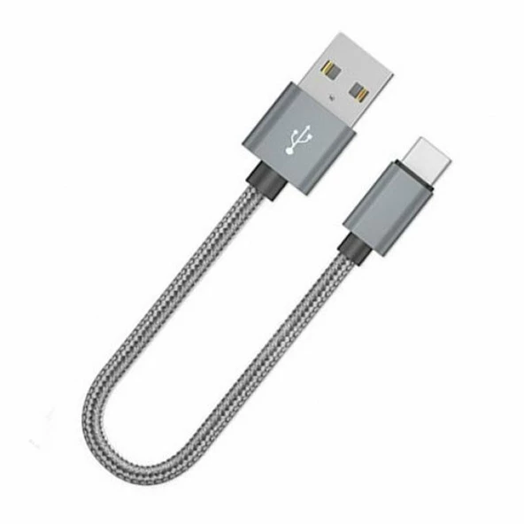 Type C usb 3.1 kısa ip örgülü powerbank şarj ve data kablosu
