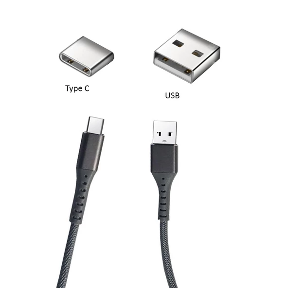 Type c örgülü şarj ve data kablosu kısa powerbank kablo 30 cm - Resim 3