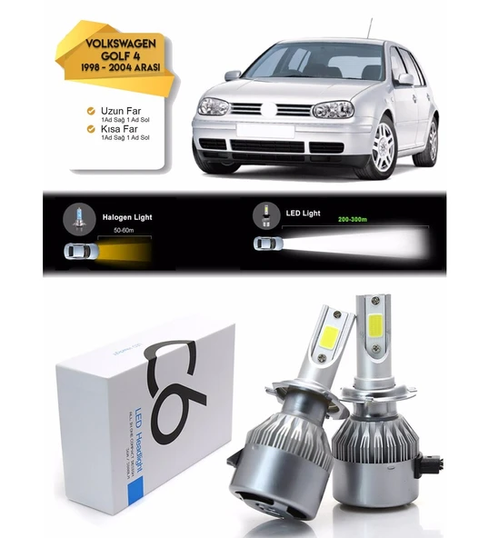 Volkswagen Golf 4 Uzun Far Kısa Far Led Xenon Şimşek Etkili 1998-2004 Arası