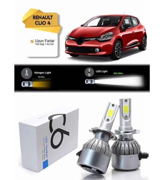 Renault Clio 4 Uzun Far Led Xenon Şimşek Etkili