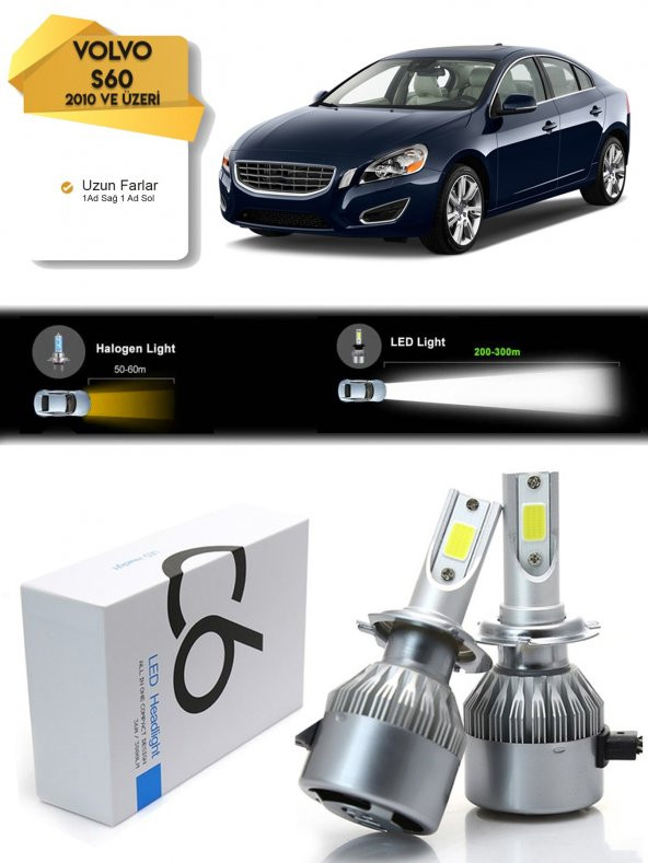 Volvo S60 Uzun Far Led Xenon Şimşek Etkili 2010 ve Üzeri