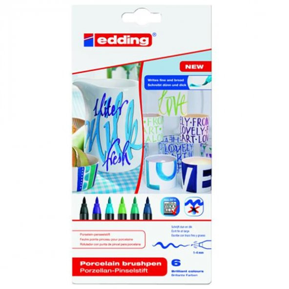 Edding Porselen Kalemi Fırça Uçlu 1-4 MM 6 LI Soğuk Renkler 4200 ürün görseli