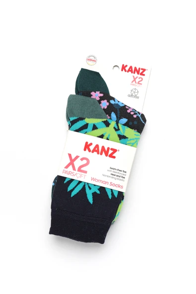 Kanz Desenli Pamuklu  2'Li Kadın Çorap - Resim 5