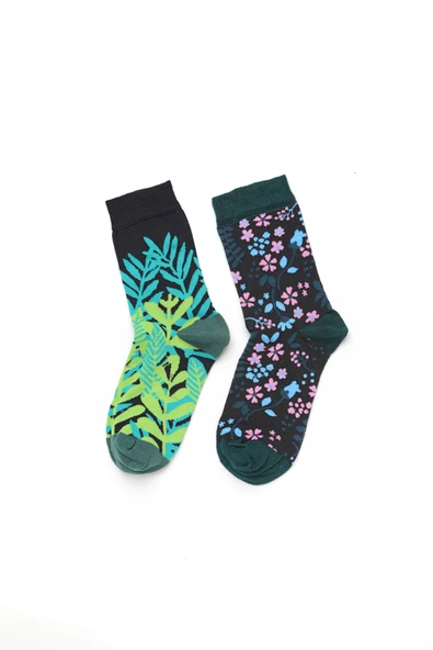 Kanz Desenli Pamuklu  2'Li Kadın Çorap - Resim 8