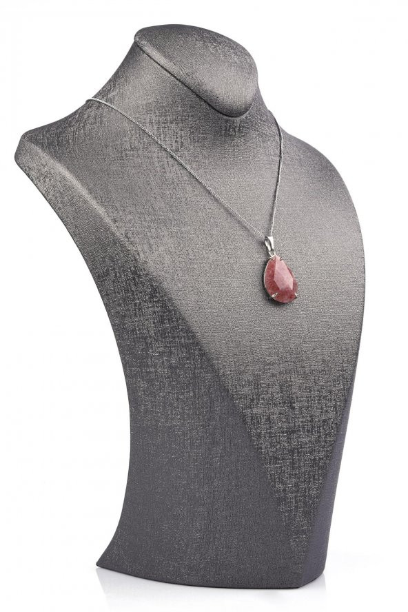 Çilek Kuvars Doğal Taş Kolye - Resim 2