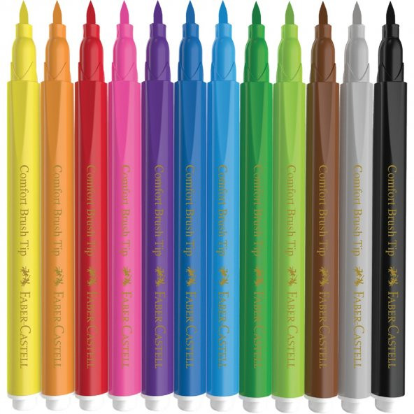Faber-Castell Comfort FIRÇA UÇLU Keçeli Kalem Yıkanabilir 12 Renk - 2