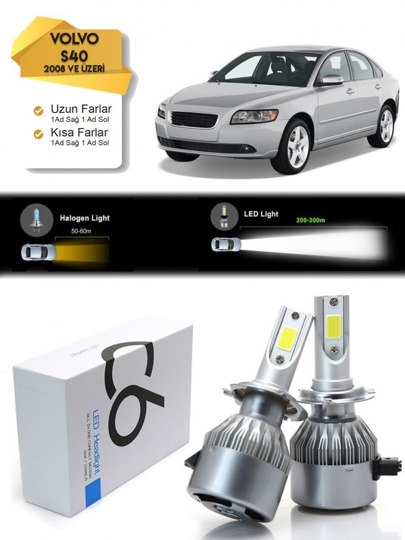 Volvo S40 Uzun Far  Kısa Far Led Xenon Şimşek Etkili 2008 ve Üzeri - 1