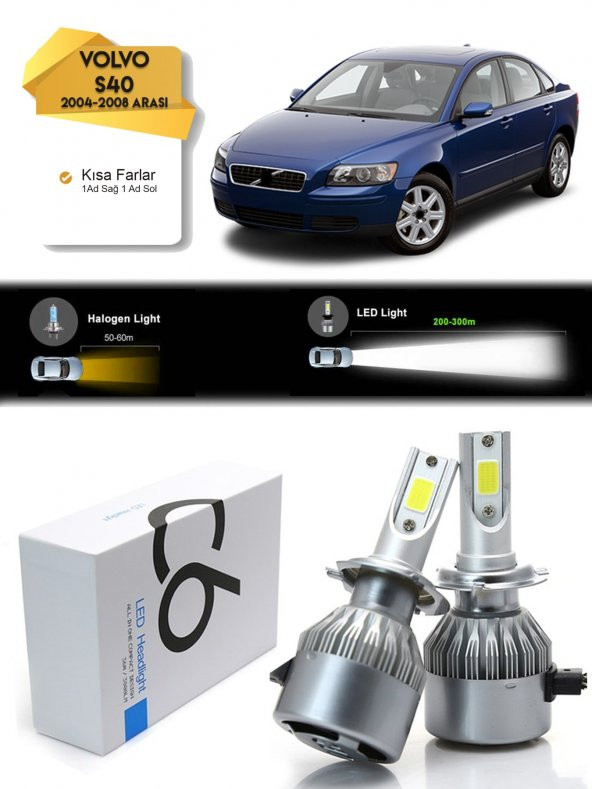 Volvo S40 Kısa Far Led Xenon Şimşek Etkili 2004-2008 Arası