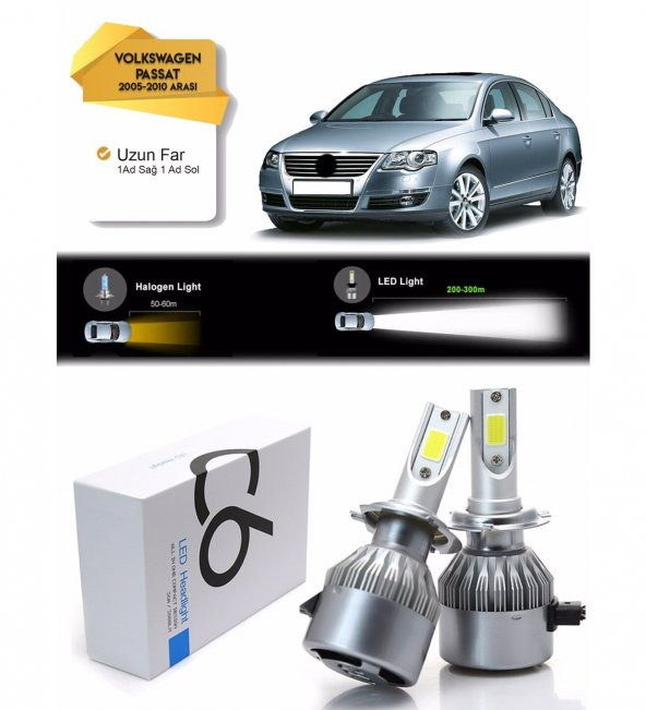 Volkswagen Passat B6 Uzun Far Led Xenon Şimşek Etkili 2005-2010 Arası