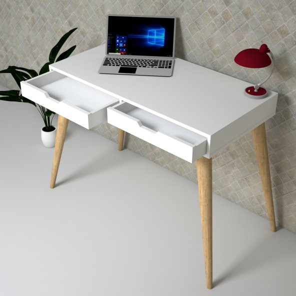 Emkawood Stylish Masif Ayaklı Çekmeceli Çalışma  Masası - 3