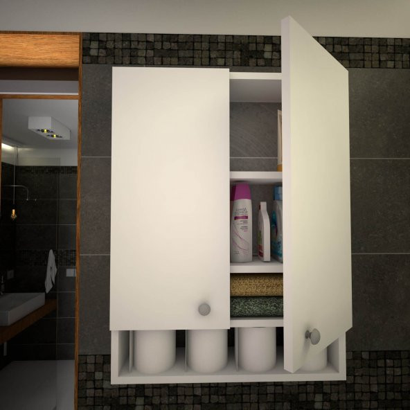 Emkawood Cabi Çok Amaçlı Raflı Banyo Dolabı - 4
