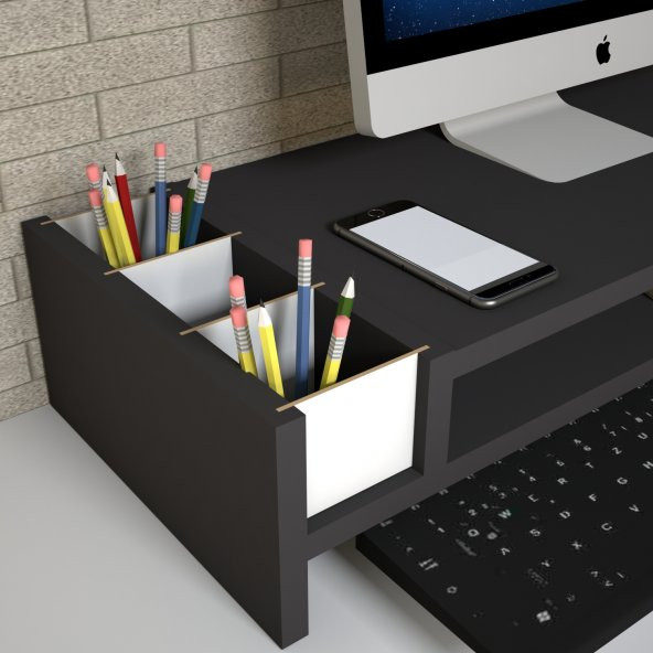 Emkawood Sally Siyah Monitör Yükseltlci Laptop Standı - 2