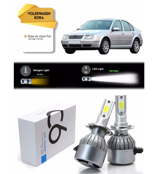 Volkswagen Bora Uzun Far Kısa Far Şimşek Etkili Led Xenon
