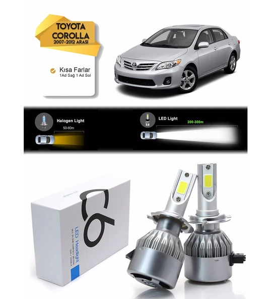Toyota Corolla Kısa Far Led Xenon Şimşek Etkili 2007-2013 Arası
